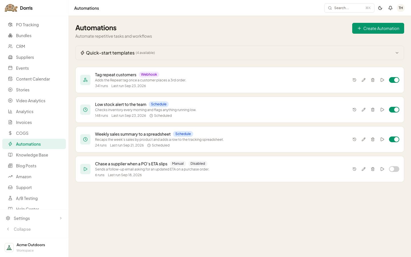 Automations, in our Dorris on a computer