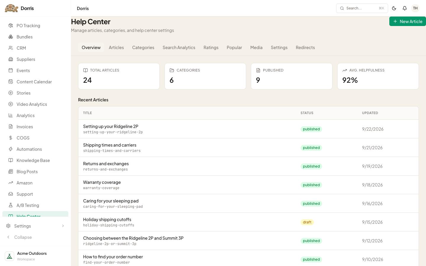 Help Center, in our Dorris on a computer